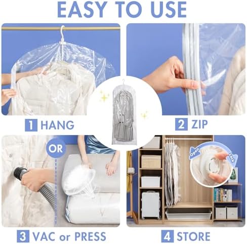 6 Pack Hanging Vacuum Storage Bags, Long Size(53 x27.6 inch), Clear - Image 5