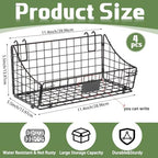 Blulu 4 Pcs Grid Wall Baskets, Wire with Hooks for Hanging, 11 x 6 x 5 Inch - Image 2
