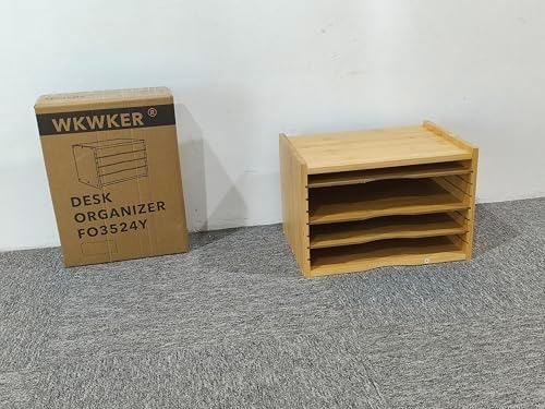WKWKER File Organizer with 3 Adjustable Shelves Bamboo Document Letter Tray Paper File Sorter for Desktop Office Home Study Workstation Desk Storage Rack (Natural) - Image 5