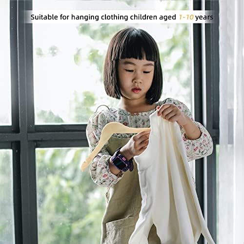 Nature Smile 20 Pack Unfinished/Natural Kids Baby Children Toddler Wooden Shirt Dress Coat Hangers with No Painting - 360°Stronger Anti-Rust Chrome Swivel Hook - Extra Smoothly Cut Notches - Image 6