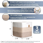 NaturalCozy 13x15x13 Kallax Storage Cubes Bins, 3 Pack | Cotton Rope Cube Storage Bin Woven Baskets for Organizing | Kallax Insert Storage Baskets for Shelves Organizer, Kids Toy, Closet Baby Nursery - Image 2