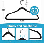 Fontaines Luxury Kid's Black Velvet Felt Non Slip Clothes Hangers 50 Pack - Ultra Slim & Space Saving - Heavy Duty Swivel Black Hook for Children's Clothing, Shirt, Dress, Skirt & Pants Organization - Image 3