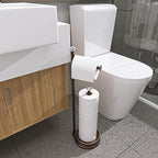 KASUNTO Toilet Paper Holder for Bathroom, Heavy Weighted Metal Free Standing Toilet Paper Holder Stand with Crystal Ball, Toilet Paper Roll Stand for Bathroom Accessories (Oil Rubbed Bronze) - Image 4