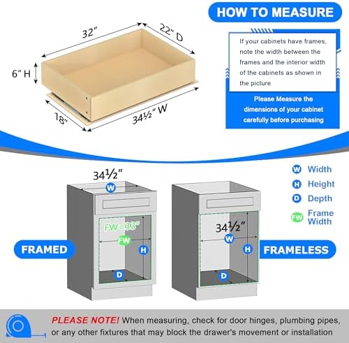 WelFurGeer Soft Close Pull Out Drawers for Cabinets, 32" W x 22" D Pull Out Cabinet Organizer, Smooth Slide-Out Shelves for Kitchen Cabinets, Durable Pullout Drawers for Home & Kitchen Organization - Image 3
