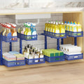 Under Sink Organizer 4-Pack, Metal 2-Tier Pull-Out Cabinet Shelf with Slide-Out Mesh Drawers, Height Adjustable, Space-Saving Under Sink Storage Racks for Kitchen, Bathroom, Laundry Room, Dark Blue by AURIKAR