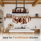 KES 34 Inch Oiled Bronze Hanging Pot Rack, Heavy Duty Oval Pot and Pan Hanging Rack Ceiling Mount, Pot Pan Hangers for Kitchen with 20 Hooks, (For 16" and 24" Joist Mount), KUR221S85-OB - Image 5