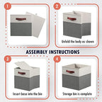 Ornavo Home 13x13 Foldable Fabric Storage Cube Bins, 6 Pack, White/Gray - Image 7