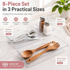 8 Pack Large Clear Plastic Drawer Organizer Trays, 3 Sizes, Non-Slip - Image 2