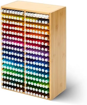 MEEDEN Bamboo Marker Organizer for Desk: Wooden Storage Holds 126 Markers by MEEDEN