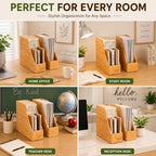Yeaqee 2 Pcs Vertical File Folder Holder, Bamboo Desktop Organizer - Image 7