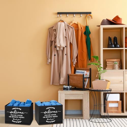 Suzile 6 Pcs Shoe Covers Box Foldable Storage Bin Indoor Disposable Shoe Cover Dispenser Holders for Open Houses Real Estate Agent Supplies Homeowner Booties (Black) - Image 5