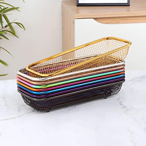Buyer Star Stainless Steel Cutlery Drawer Organizer Pack of 6, Orange Mesh Storage Baskets with 4 Triangle Racks, Stackable Utensil Holder for Holding Flatware Kitchen Utensil - Image 5