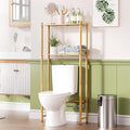 AmazerBath Bamboo Over The Toilet Storage Shelf, 2-Tier Over Toilet Organizer Rack, Freestanding Above Toilet Shelf for Bathroom, Laundry, Space Saver, Natural Color by AmazerBath