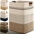 Laundry Hamper, 85L Tall Laundry Basket with Leather Handles, Rectangle Large Clothes Hamper for Organizing, Cotton Woven Laundry Baskets Storage Hampers for Bedroom, Nursery, Living Room by Degeyoyo
