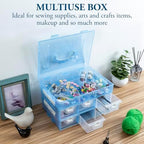 MyGift Sky Blue Craft Storage Organizer Case, 24 Compartments & 6 Drawers - Image 4