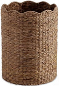 Best Choice Products Scalloped Laundry Large Round Hamper, Handwoven Laundry Basket for Clothes, Towels, Blankets, Multipurpose Storage Organizer For Laundry Room or Closet - Chestnut by BestChoiceProducts