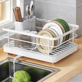 Dish Drying Rack for Kitchen Counter,Carbon Steel Sink Organization & Storage Essentials with Cutlery Holder (White) by Unknown