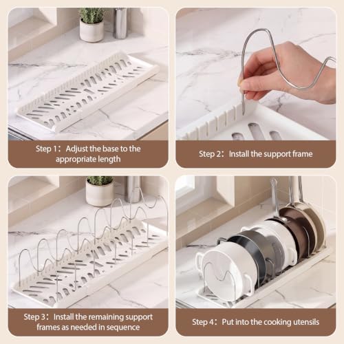 Sieral 4 Pack Expandable Pots and Pans Organizer Under Cabinet,White - Image 4