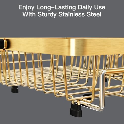 MAJALiS Gold Expandable Dish Drying Rack Over The Sink with Anti Slip Grip - Image 5