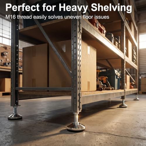 Heavy Duty Leveling Screw Leg,Leg Leveler 3.14" Dia Base,Adjustable Leveling feet M16 Thread, 2600 Lb Capacity,Capacity for Workbench, Machine, Cabinet, (D80xM16x100,4 Pcs,Black) - Image 7