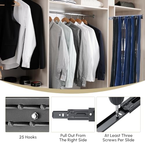 Blulu 2 Pcs 13.8'' Sliding Tie Rack Hangers for Closet, 25 Tie Each, Black - Image 3