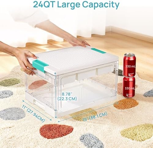 Vtopmart 24 QT Clear Plastic Storage Box with Building Baseplate Lid,2 Pack - Image 2