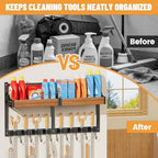 Broom Holder Wall Mount, Broom and Mop Organizer Wall Hanging with Shelf - Image 5