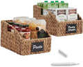 Best Choice Products Pantry Baskets for Organizing, Wicker Basket w/Built-in Handles, Handwoven Wicker Storage Baskets for Shelves, Water Hyacinth, 2-Pack - Chestnut by BestChoiceProducts