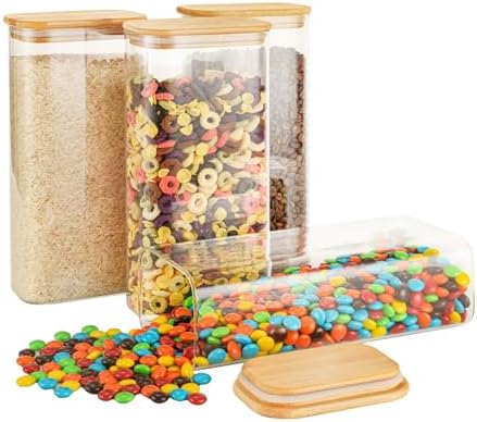 D2scrma 64oz/2Qt Rectangle Glass Storage Containers with Lids 4-Pack by Delicatedtoservicecustomer