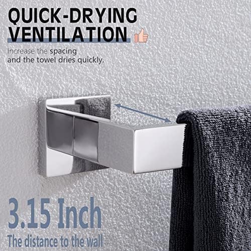 KOKOSIRI 16-Inch Single Towel Bar, Bathroom Kitchen Towel Holder, Wall Mounted SUS304 Stainless Steel Towel Rack, Polished Chrome, B4003CH-L16 - Image 3