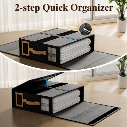 4 Pack Foldable Bed Sheets Set Organizers and Storage(King & Queen Size),Linen Fabric Closet Organizers with Window,Folding Bedding Storage Box for Bedsheets and Pillow Cube Organizer-Black - Image 6
