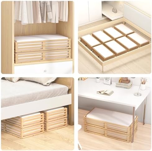 Wisuce 2 Packs Bamboo Under Bed Storage Organizer with Wheels Nature Large - Image 5