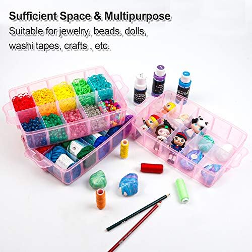 Inscraft 7 Tier Craft Storage Boxes with Compartments, 70 Adjustable Plastic Organiser Storage Boxes for Crafts, Beads, Screw, Washi Tap, Stackable Storage Sorting Box for Toys, Crafts, Art Supplies - Image 4