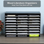 PAG-Mass Mail Sorter Organizer, Wood Literature Organizer, Student Mailbox for Classroom, Desktop Bill Paper Organizer for Office Home School, 27 Compartments, Black&White - Image 5