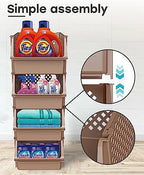 Skywin Stackable Storage Bins Open Front for Pantry Storage, 4 Pack - Brown - Image 3