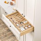 Clikuutory Natural Birch Wood Utensil Drawer Insert Organizer with 15 Compartments, Space-Saving Sturdy Drop-In Cutlery Divider Tray, Kitchen Cabinet Storage for Silverware, Spoons, Forks and Knives - Image 5