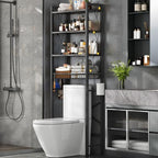 Over-The-Toilet Storage Rack, 4-Tier Bathroom Organizer Shelf Over Toilet with Adjustable Shelf and Basket, Freestanding Space Saver Bathroom Shelves Above Toilet for Room (Oak Gray) by SalakitaHome