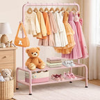 mirolam Kids Clothing Rack - Dress Up Storage - Dress Up Rack for Little Girls - Small Kids Costume Wardrobe with 2 Fabric Shelves - Princess Room Bedroom Decor - Image 5