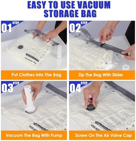 18 Pack Vacuum Storage Bags for Travel with Rechargeable Cordless Pump, Vacuum Seal Bags for clothing with Hand Pump, Portable Space Saver Bags for Clothes, Compression Packing for Luggage,Bedding - Image 7