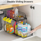 SUEH DESIGN Under Sink Organizers and Storage 2 Pack, 2-Tier Pull Out - Image 4