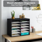 PAG-Mass Countertop Mail Sorter Organizer, Wooden Literature Organizer, Student Mailbox for Classroom, Desktop Bill Organizer for Office Home School, 12 Compartments, Black&White - Image 3