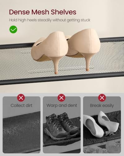 VASAGLE Shoe Rack with 9 Mesh Shelves and 1 Large Top for Bags, Steel Frame - Image 6
