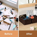 Posprica Woven Storage Baskets for Organizing 6 Pack, Large&Small Storage Cube Bins Set for Bathroom, Storage Boxes Container for Drawer, Closet, Shelf, Dresser, Brown - Image 2