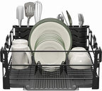Simple Houseware Dish Drying Rack, Black - Image 2