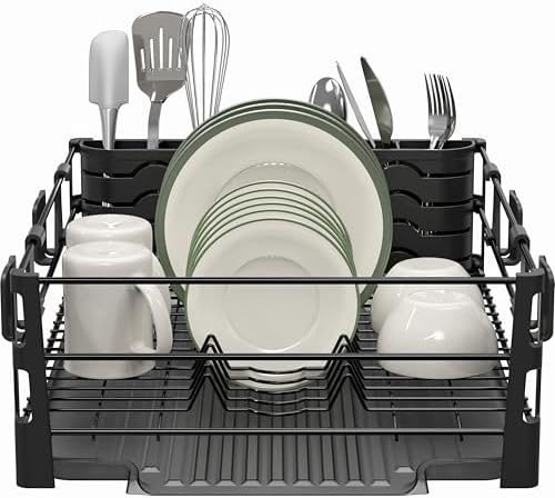 Simple Houseware Dish Drying Rack, Black - Image 2