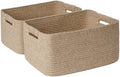 2 Pack Large Storage Basket for Organizing, 17.5"x13"x7" Woven Basket for Shelves, Closet Cube Storage Bins with Wrapped Handle, Cotton Rope Baskets for Kitchen, Clothes, Toys (Natural) by Degeyoyo