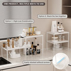 Kitchen Counter Oganizer Stackable Spice Rack for Countertop Kitchen Countertop Organizer Heavy Duty Kitchen Counter Shelf Metal Spicy Shelf for Countertop (2 Pack, White) - Image 3