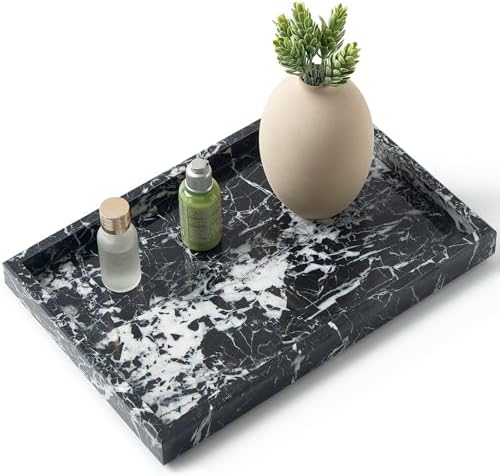 Real Natural Marble Tray for Bathroom, Vanity, Kitchen Counter & Desktop by Zilukar