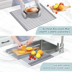 Ohuhu Dish Drying Rack Over The Sink, Roll Up Sink Rack 20.5" W x 13.1" L Rolling Dish Drainer Foldable Accessories Heat-Resistant Mat Anti-Slip Silicone Coated for Kitchen Counter - Image 3