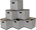 Fabric Cubby Storage Bins,13x13x13 Inches,Cube Organizer Bin Foldable Storage Boxes with Dual Handles Fabric Organizer Box and collapsible Storage basket,Set of 6,Houndstooth by Yunkeeper